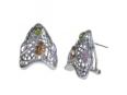 Серьги, серебро 925 ,аметист,хризолит,цитрин 001 01 21-02598 2010 г инфо 11627r.